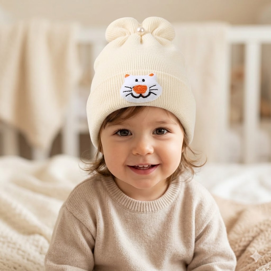 Soft Knitted Newborn Baby Cap – Warm Winter Beanie Hat for Boys & Girls (0–24 Months)