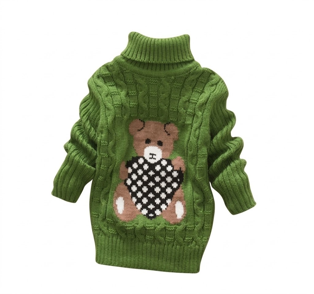 Premium Teddy Bear Unisex Baby Turtleneck Sweater – Thick Knit Warmth