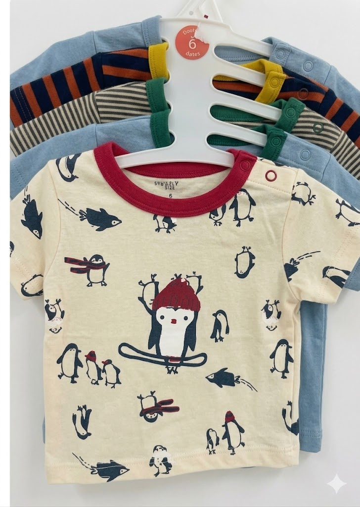 Premium Baby T-Shirt Multipack – Assorted Cute Prints for Boys & Girls age 0-3 months