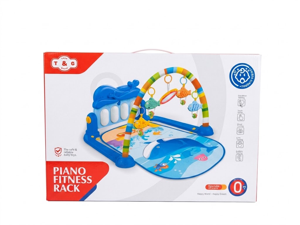 Momeasy 3-in-1 Baby Piano Fitness Rack: Multi-Functional Play Gym with Music & Activity Mat
