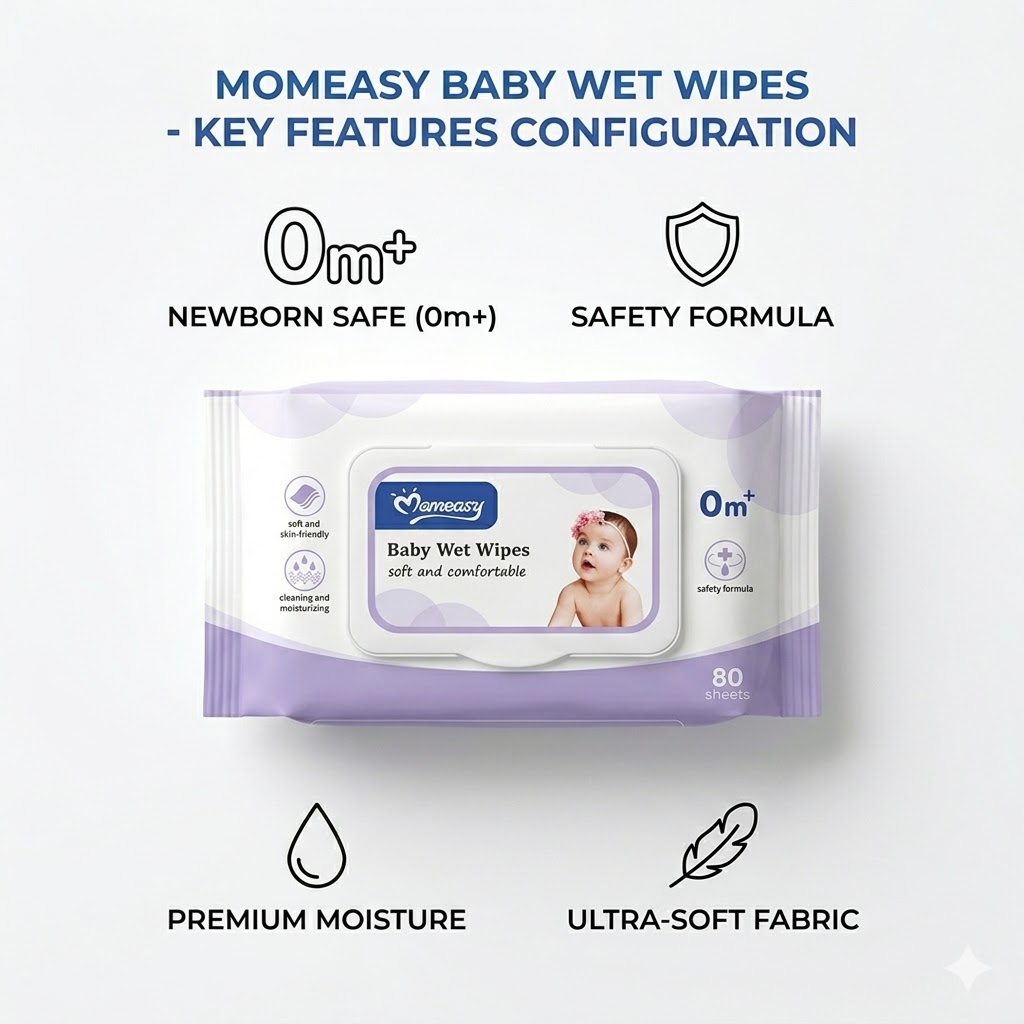momeasy original Baby Wet Wipes | 0% Alcohol & Fragrance | Soft & Comfortable