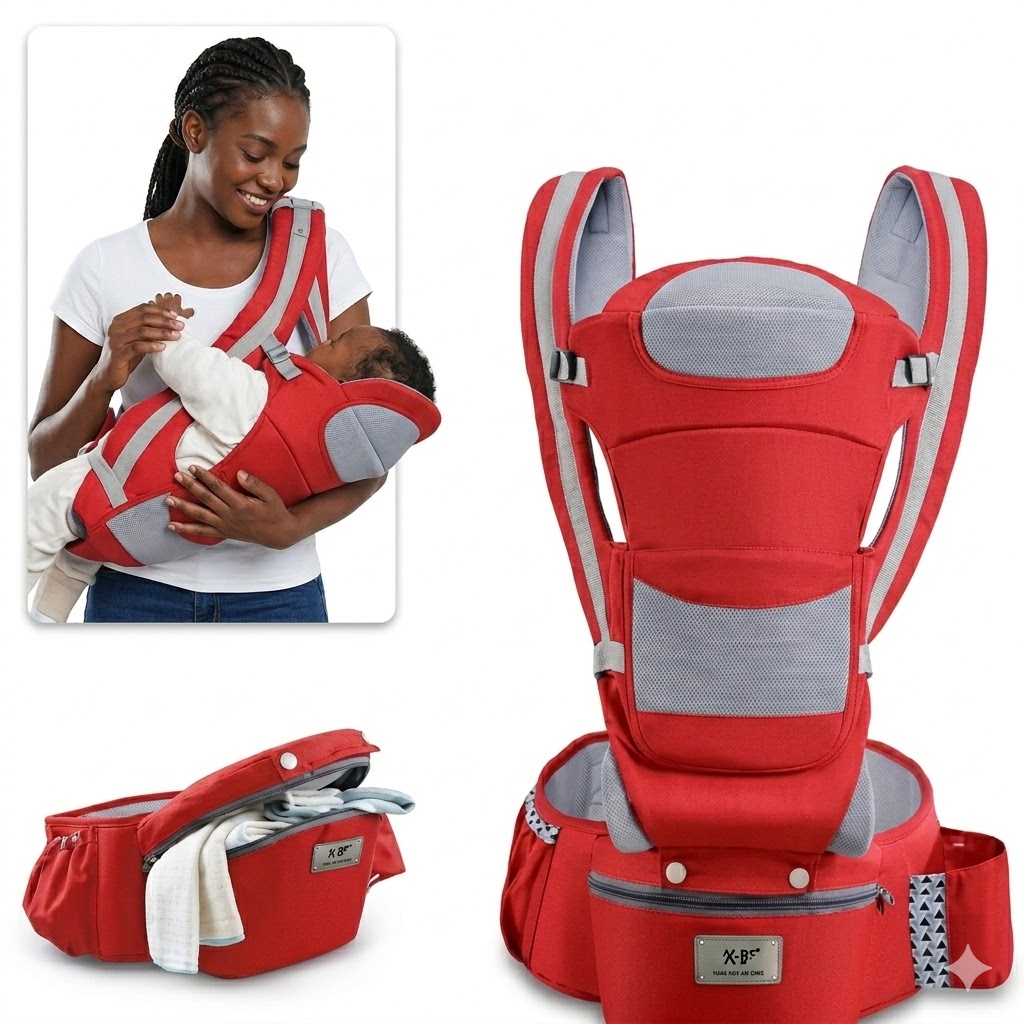 Ergonomic 6 in-1 Baby Carrier With Hipseat & Backpack Function – Breathable Mesh Ventilation, Hidden Sun Hat & Storage Pocket