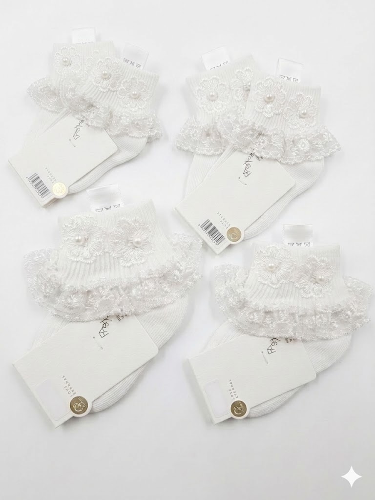 Baby Girls Ruffle Lace Socks Soft Cotton Anti-Slip Princess Ankle Socks