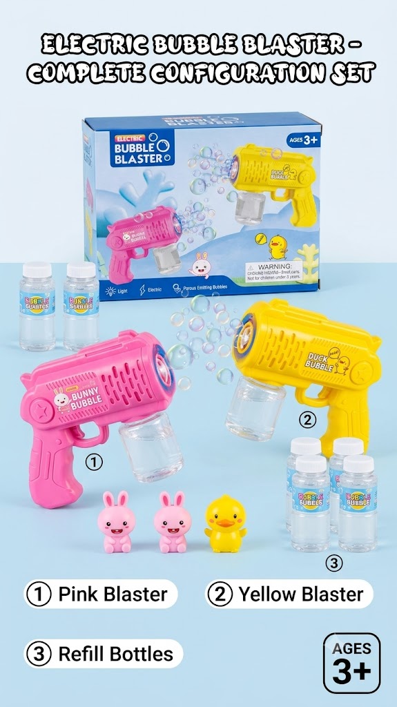Electric Bubble Gun Machine for Kids, Automatic Bubble Blaster with LED Light, Includes Bubble Liquid, Perfect Birthday Gift for Boys and Girls.