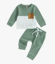 Premium Cotton Color-Block Baby Pullover & Jogger Set