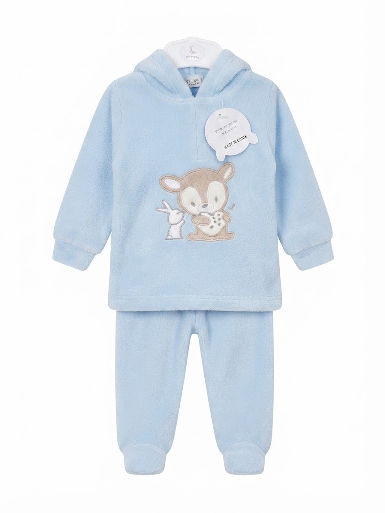 2-Piece Newborn & Infant Warm Fleece Hoodie & Trouser Set – Cozy All-Season Apparel