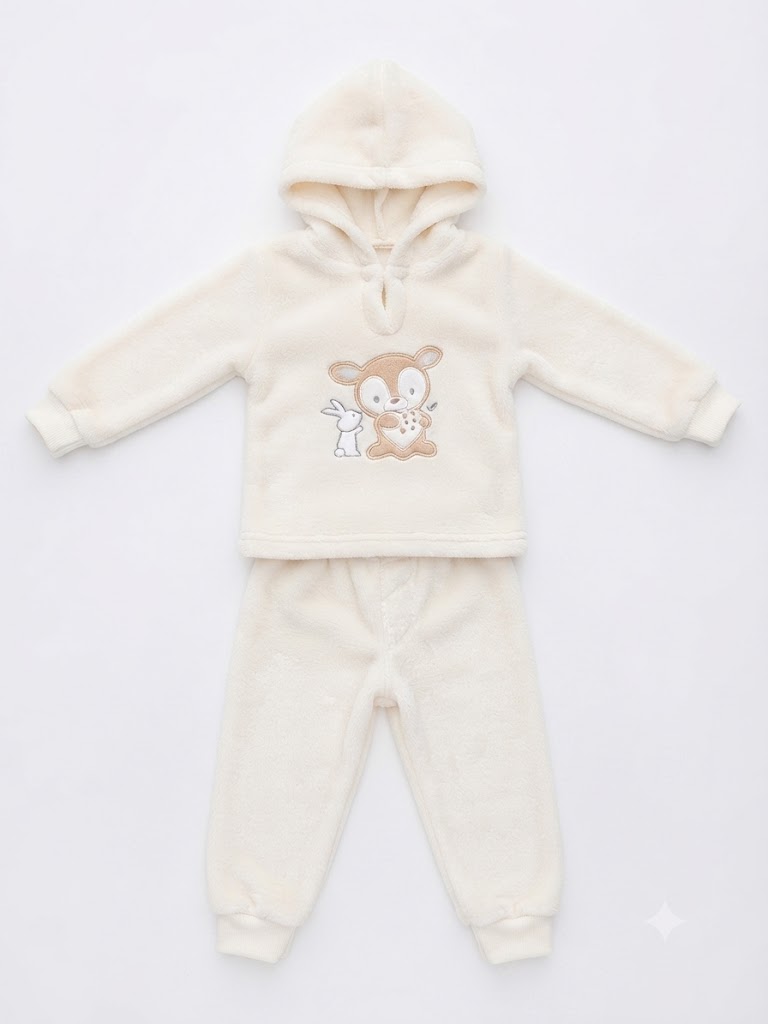 2-Piece Newborn & Infant Warm Fleece Hoodie & Trouser Set – Cozy All-Season Apparel