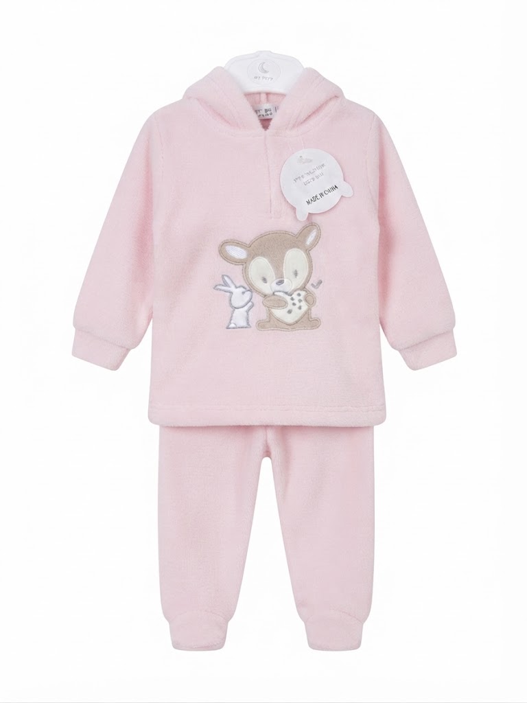 2-Piece Newborn & Infant Warm Fleece Hoodie & Trouser Set – Cozy All-Season Apparel