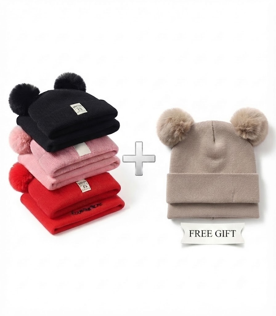 BUY 3 GET 1 FREE, 2-in-1 Baby Hat and Scarf Set - Soft Cotton Warm Winter Beanie & Matching Scarf - Cozy Newborn Headwear for Boys & Girls