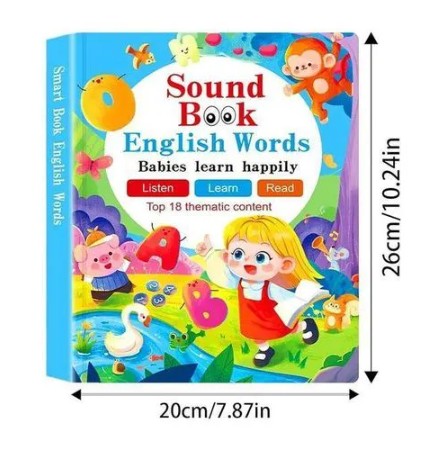 Rechargeable Kids English Talking Sound Book – Interactive Electronic Audio Learning Toy with 470+ Words, Vocabulary Games, and Educational Quizzes