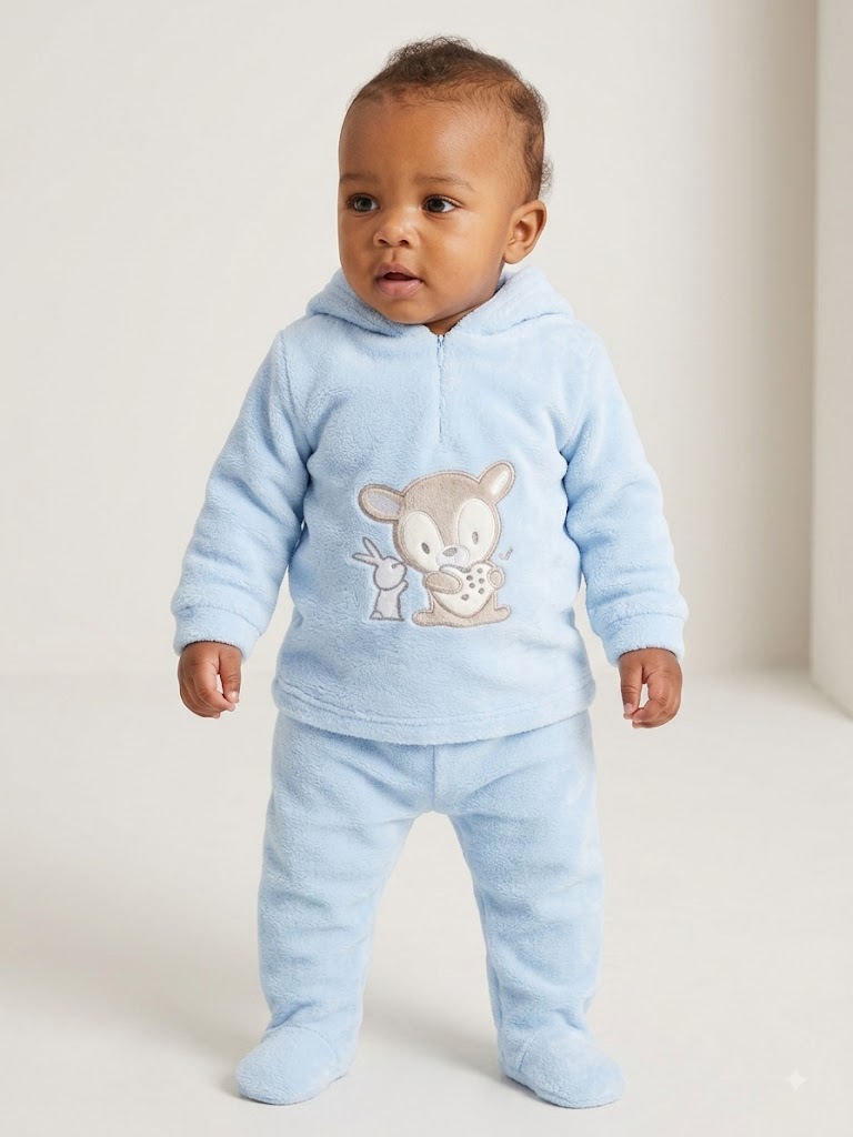 2-Piece Newborn & Infant Warm Fleece Hoodie & Trouser Set – Cozy All-Season Apparel