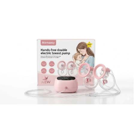 Momeasy Hands-Free Wearable Double Electric Breast Pump – Ultra-Quiet Pain-Free Breastfeeding Milk Extractor with USB Power & Adjustable Suction