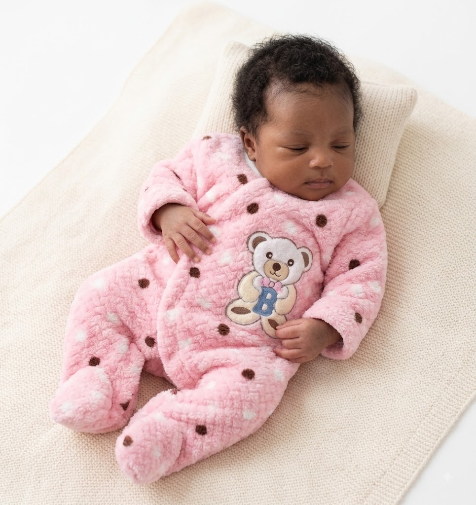 Soft Dotted Fleece Baby Romper - Hooded Footed Jumpsuit for Boys & Girls