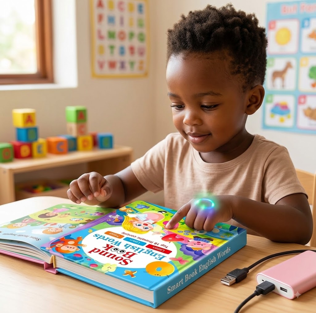 Rechargeable Kids English Talking Sound Book – Interactive Electronic Audio Learning Toy with 470+ Words, Vocabulary Games, and Educational Quizzes