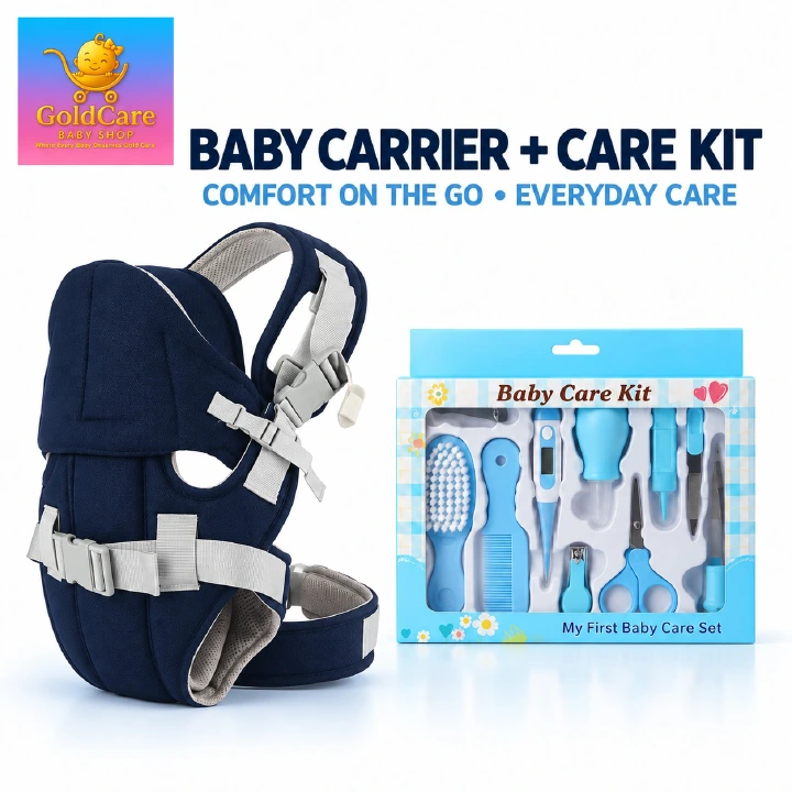 All-in-One Comfort & Care: Breathable 3D Mesh Baby Carrier w/ Hip Seat (0-20kg) + 10-Piece Newborn Essential Health & Grooming Kit