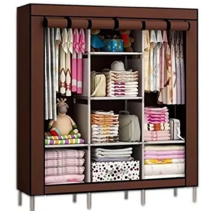 3 Column Portable Wardrobe Closet – Foldable Fabric Storage Organizer with Metal Frame for Clothes & Shoes (Space Saving Design)
