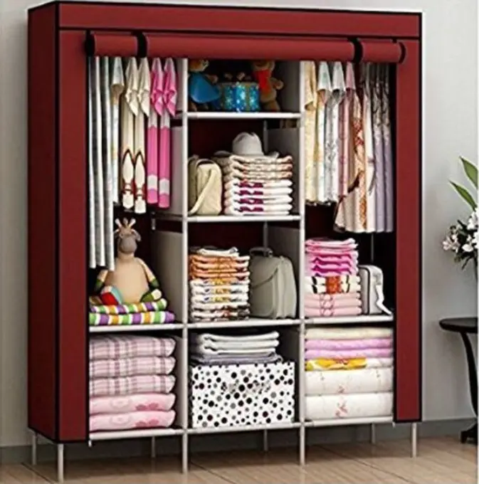 3 Column Portable Wardrobe Closet – Foldable Fabric Storage Organizer with Metal Frame for Clothes & Shoes (Space Saving Design)