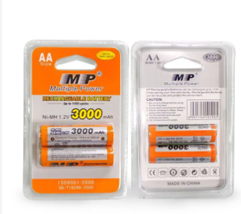 Multiple Power AA 1.2V 3000mAh MP Rechargeable Batteries Re-charged For Up To 1000 Times