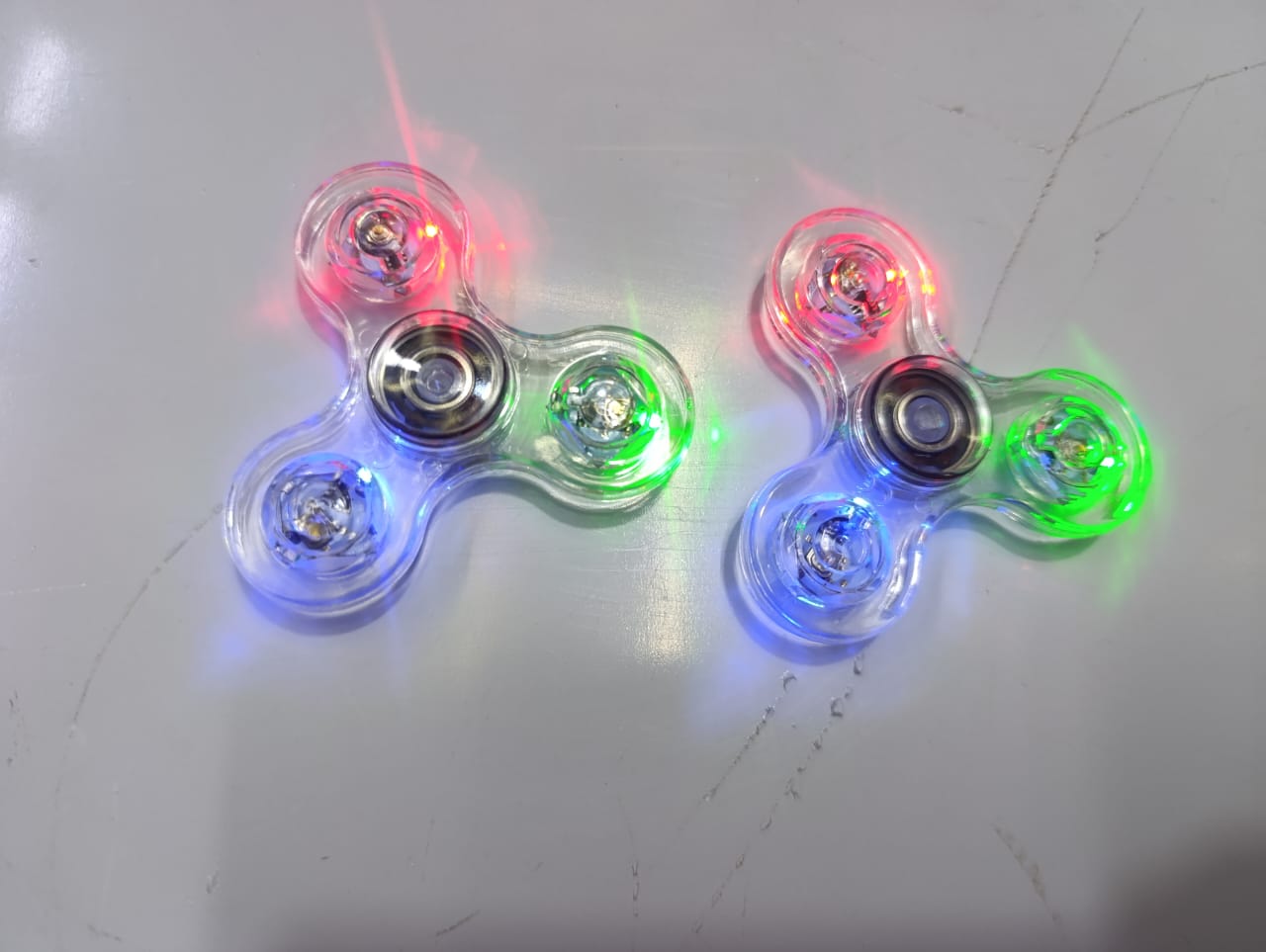 Crystal Luminous LED light Fidget Spinner Hand Top Spinners Glow in Dark EDC Stress Relief Toys Kinetic Gyroscope for Children