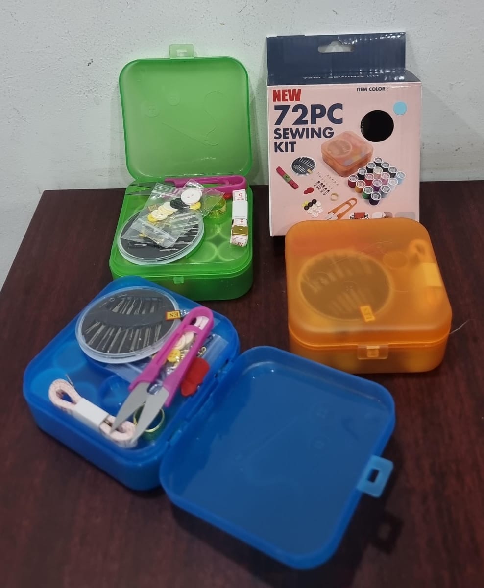 Essential Household 72pc Sewing Kit Complete Portable Stitching Set with Needles Threads Buttons Scissors Tape Measure Pins DIY Clothing Repairs Travel and Home Use