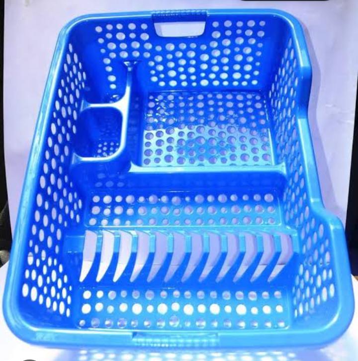 Kenstar Heavy Plastic Dish Rack with Drain Base – Strong Kitchen Dish Drainer Tray for Plates, Cups & Utensils, Durable Countertop Drying Organizer for Everyday Use