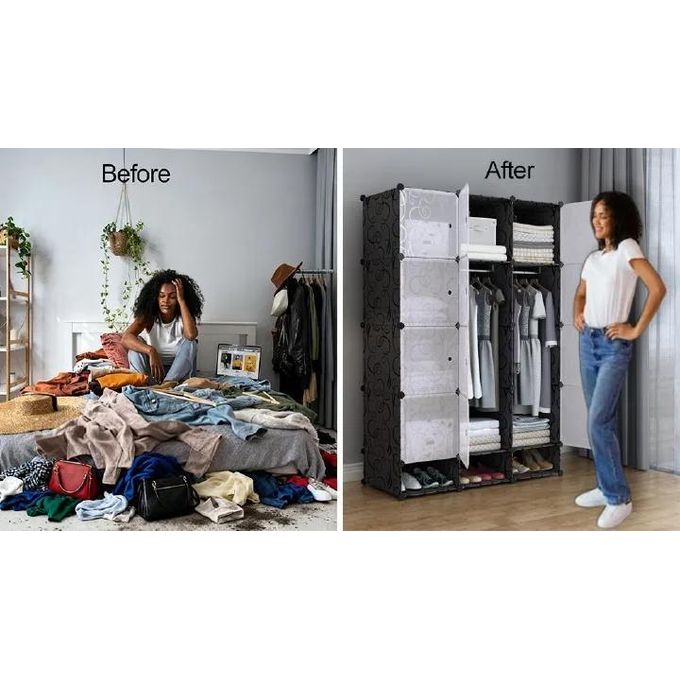 Portable 3-Column Plastic Wardrobes,