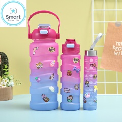 Smartrahalife 3PCS Water Bottles Set, 1800/800ML/280ML Large Capacity BPA-Free Frosted Sports Mugs, 3-in-1 Style Travel Cups with Straw & Leakproof Lid, Portable for Office Gym Coffe