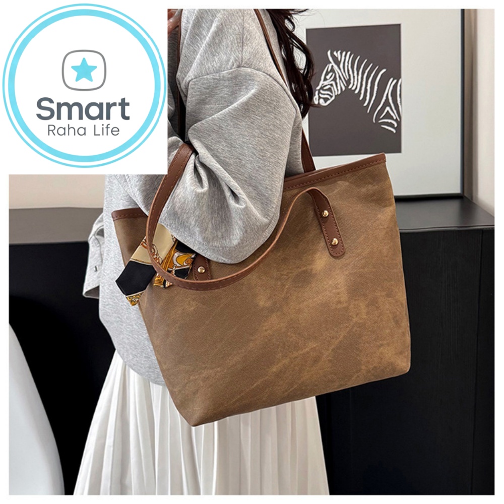 Smartrahalife Fashion PU Leather Tote Bag for Women, 3 Ways to Wear: Shoulder/Crossbody/Handbag, Casual Portable Purse with Local Fast Delivery