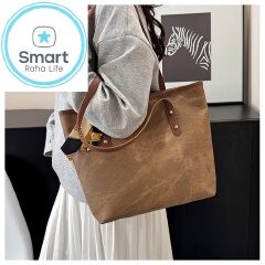 Smartrahalife Fashion PU Leather Tote Bag for Women, 3 Ways to Wear: Shoulder/Crossbody/Handbag, Casual Portable Purse with Local Fast Delivery