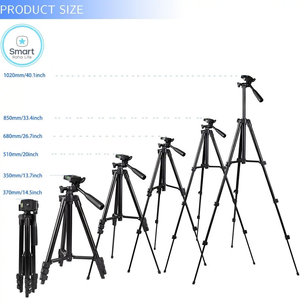 【Promotion】Smartrahalife Aluminum Alloy Tripod, Adjustable Portable Tripod Stand Compatible with All Smartphones & DSLR Digital Cameras, Equipped with Phone Clip and Storage Bag for Live Broadcast