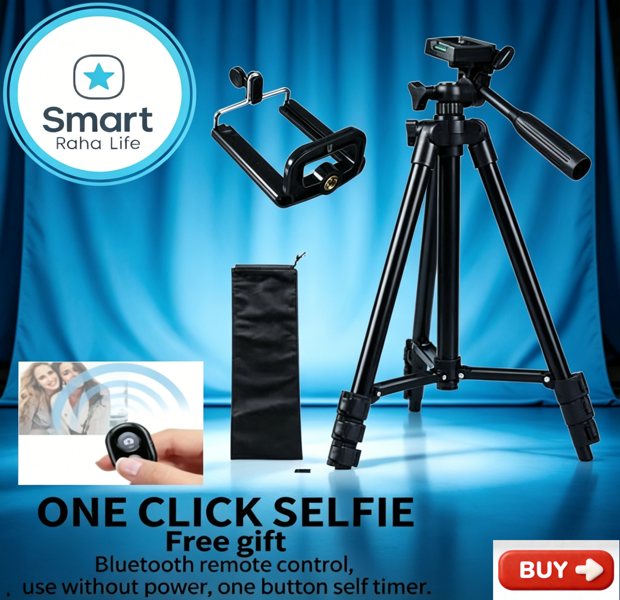 【Promotion】Smartrahalife Aluminum Alloy Tripod, Adjustable Portable Tripod Stand Compatible with All Smartphones & DSLR Digital Cameras, Equipped with Phone Clip and Storage Bag for Live Broadcast