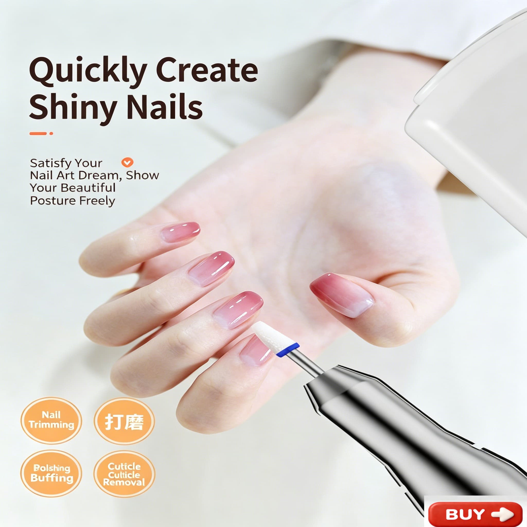 【Promotion】Smartrahalife Cordless Electric Nail Drill Kit – Rechargeable Professional E-file for Acrylic & Gel Nail Removal, Low Heat Handheld Manicure Tool with Multiple Bits