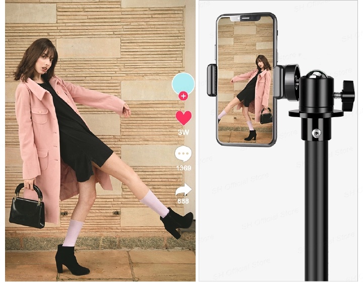 【Promotion】Smartrahalife 2.1M 4-in-1 Universal Tripod Stand Kit – Includes Ball Head, Phone Clip & Bluetooth Remote, Compatible with Camera, Smartphone, Projector, Monopod for Vlogging, Live Streaming