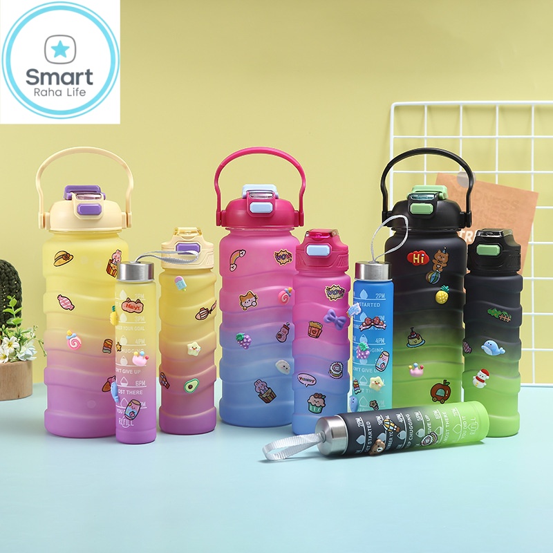 Smartrahalife 3PCS Water Bottles Set, 1800/800ML/280ML Large Capacity BPA-Free Frosted Sports Mugs, 3-in-1 Stanley Style Travel Cups with Straw & Leakproof Lid, Portable for Office Gym Coffe