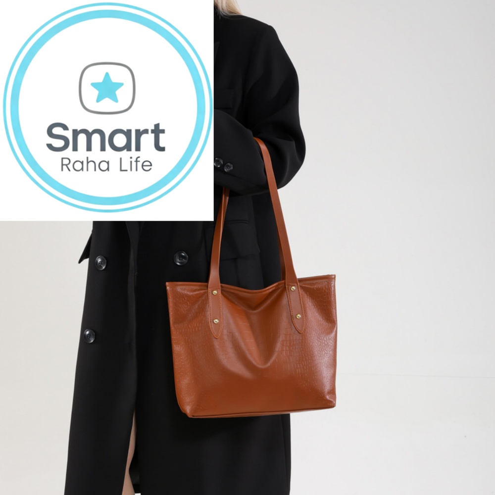 Smartrahalife Fashion PU Leather Tote Bag for Women, 3 Ways to Wear: Shoulder/Crossbody/Handbag, Casual Portable Purse with Local Fast Delivery
