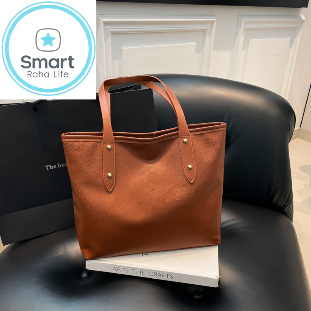 Smartrahalife Fashion PU Leather Tote Bag for Women, 3 Ways to Wear: Shoulder/Crossbody/Handbag, Casual Portable Purse with Local Fast Delivery