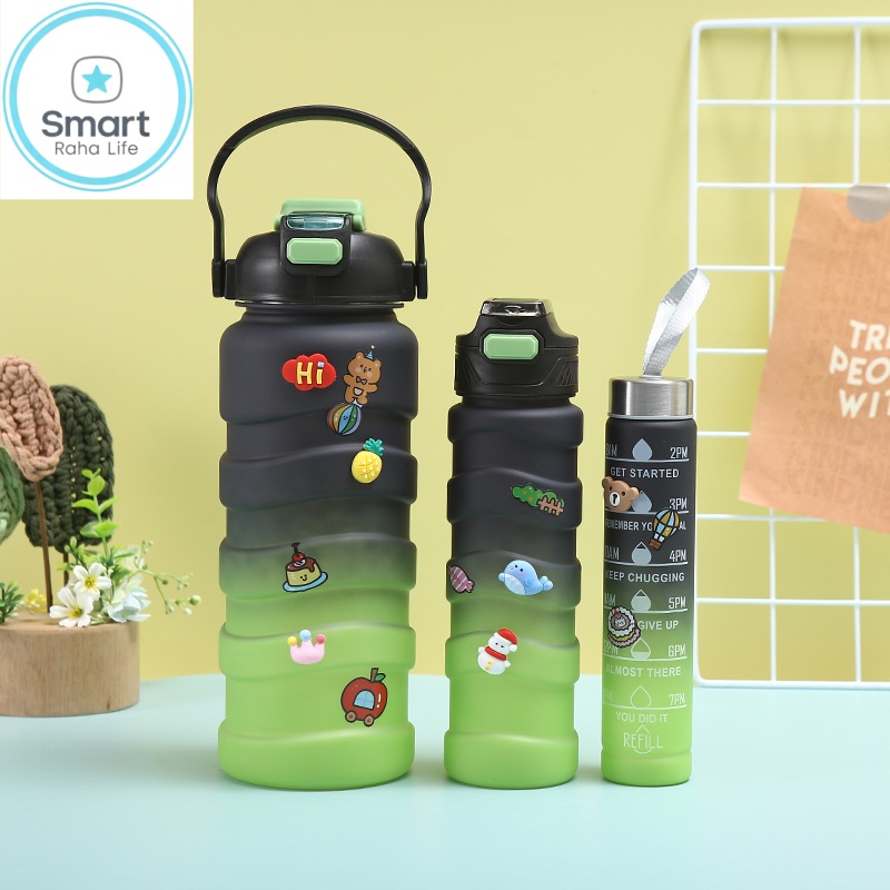 Smartrahalife 3PCS Water Bottles Set, 1800/800ML/280ML Large Capacity BPA-Free Frosted Sports Mugs, 3-in-1 Stanley Style Travel Cups with Straw & Leakproof Lid, Portable for Office Gym Coffe