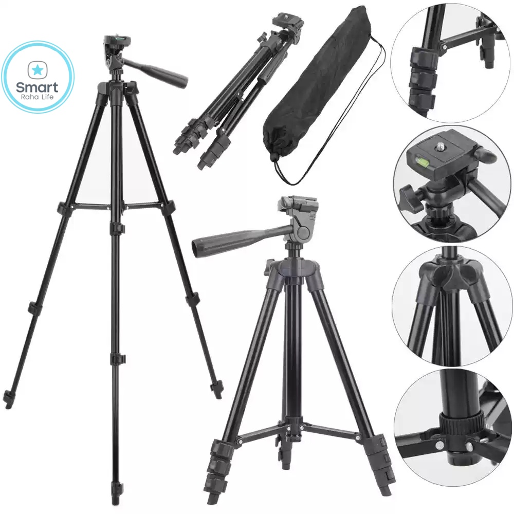【Promotion】Smartrahalife Aluminum Alloy Tripod, Adjustable Portable Tripod Stand Compatible with All Smartphones & DSLR Digital Cameras, Equipped with Phone Clip and Storage Bag for Live Broadcast