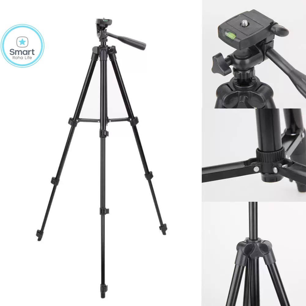 【Promotion】Smartrahalife Aluminum Alloy Tripod, Adjustable Portable Tripod Stand Compatible with All Smartphones & DSLR Digital Cameras, Equipped with Phone Clip and Storage Bag for Live Broadcast