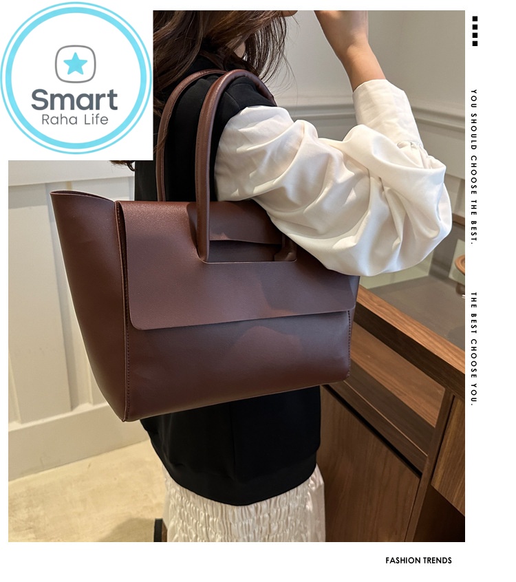 Smartrahalife Fashion PU Leather Tote Bag for Women, 3 Ways to Wear: Shoulder/Crossbody/Handbag, Casual Portable Purse with Local Fast Delivery