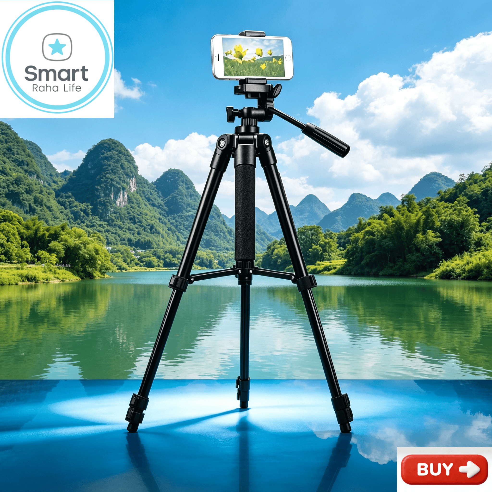 【Promotion】Smartrahalife Aluminum Alloy Tripod, Adjustable Portable Tripod Stand Compatible with All Smartphones & DSLR Digital Cameras, Equipped with Phone Clip and Storage Bag for Live Broadcast