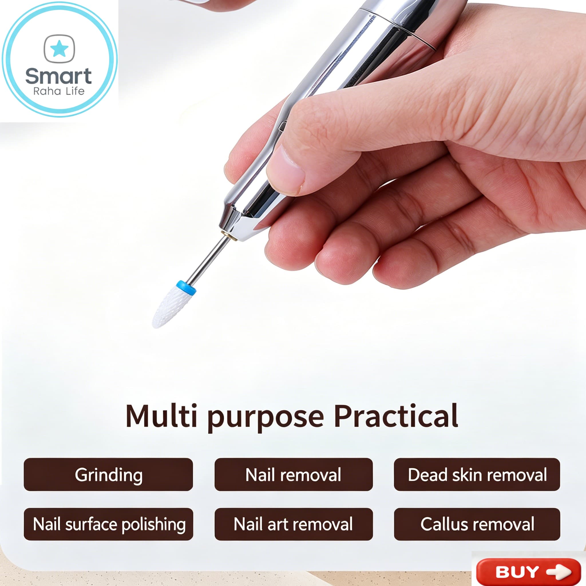 【Promotion】Smartrahalife Cordless Electric Nail Drill Kit – Rechargeable Professional E-file for Acrylic & Gel Nail Removal, Low Heat Handheld Manicure Tool with Multiple Bits