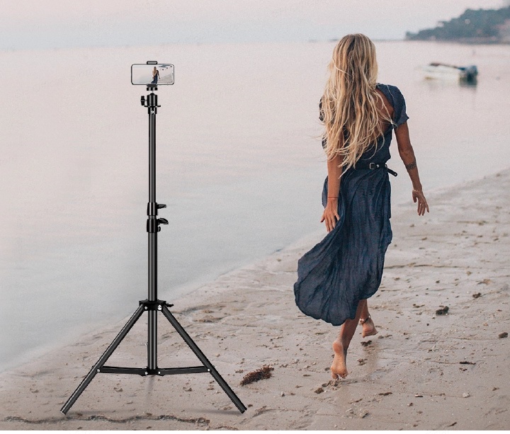 【Promotion】Smartrahalife 2.1M 4-in-1 Universal Tripod Stand Kit – Includes Ball Head, Phone Clip & Bluetooth Remote, Compatible with Camera, Smartphone, Projector, Monopod for Vlogging, Live Streaming