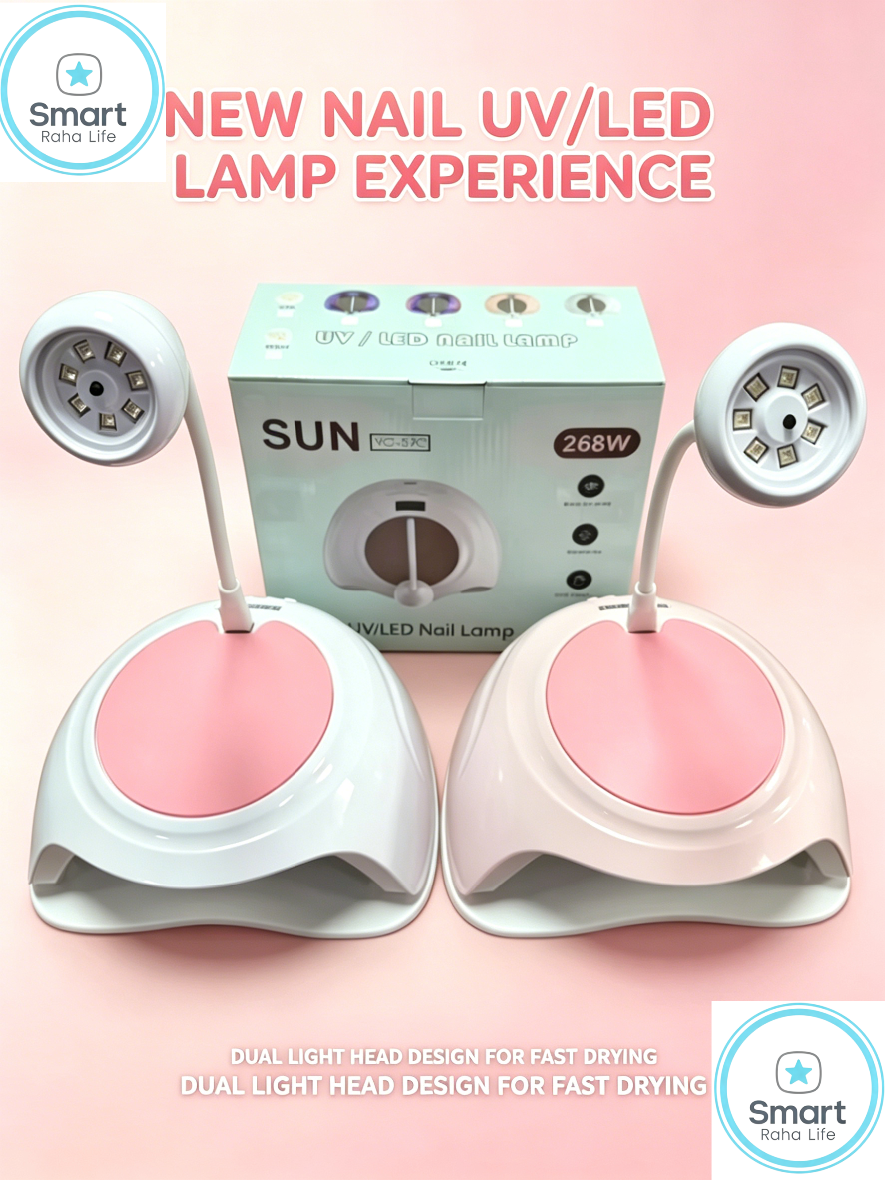 【Promotion】Smartrahalife Professional Nail Dryer Machine 268W UV LED Nail Lamp YC-57C with 360° Flexible Gooseneck, Auto Sensor Gel Nail Dryer for Salon & Home DIY