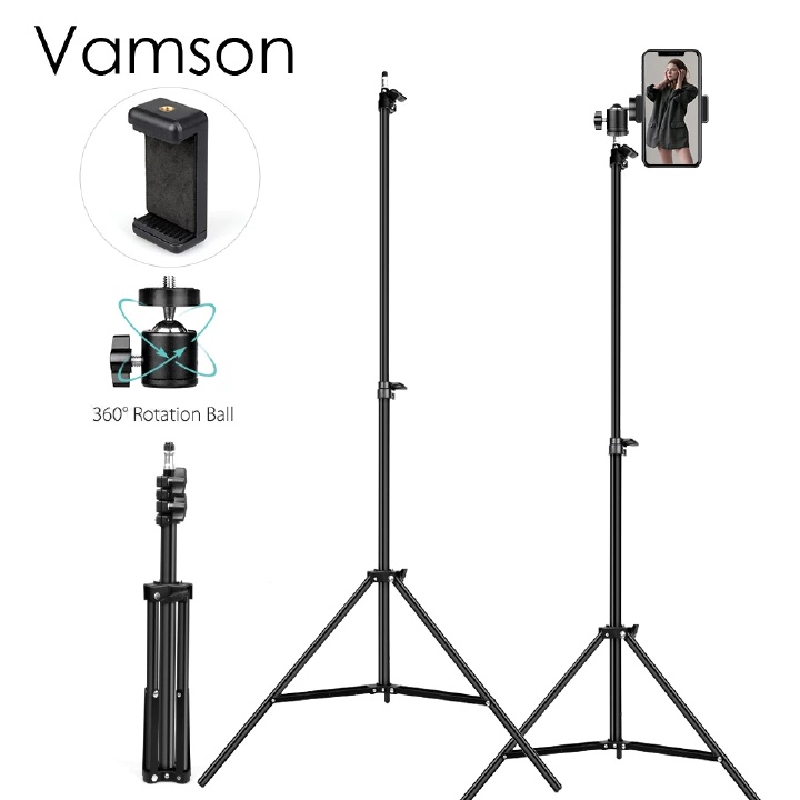 【Promotion】Smartrahalife 2.1M 4-in-1 Universal Tripod Stand Kit – Includes Ball Head, Phone Clip & Bluetooth Remote, Compatible with Camera, Smartphone, Projector, Monopod for Vlogging, Live Streaming