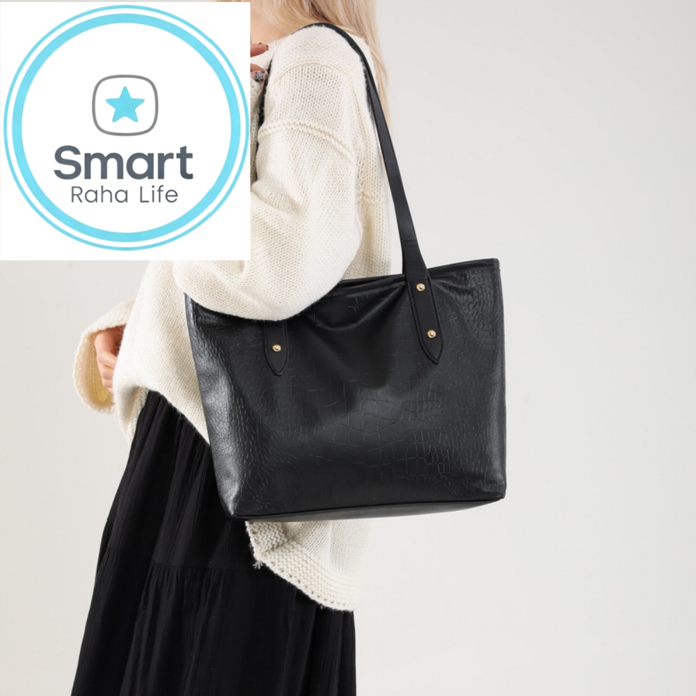 Smartrahalife Fashion PU Leather Tote Bag for Women, 3 Ways to Wear: Shoulder/Crossbody/Handbag, Casual Portable Purse with Local Fast Delivery
