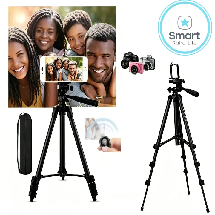 【Promotion】Smartrahalife Aluminum Alloy Tripod, Adjustable Portable Tripod Stand Compatible with All Smartphones & DSLR Digital Cameras, Equipped with Phone Clip and Storage Bag for Live Broadcast
