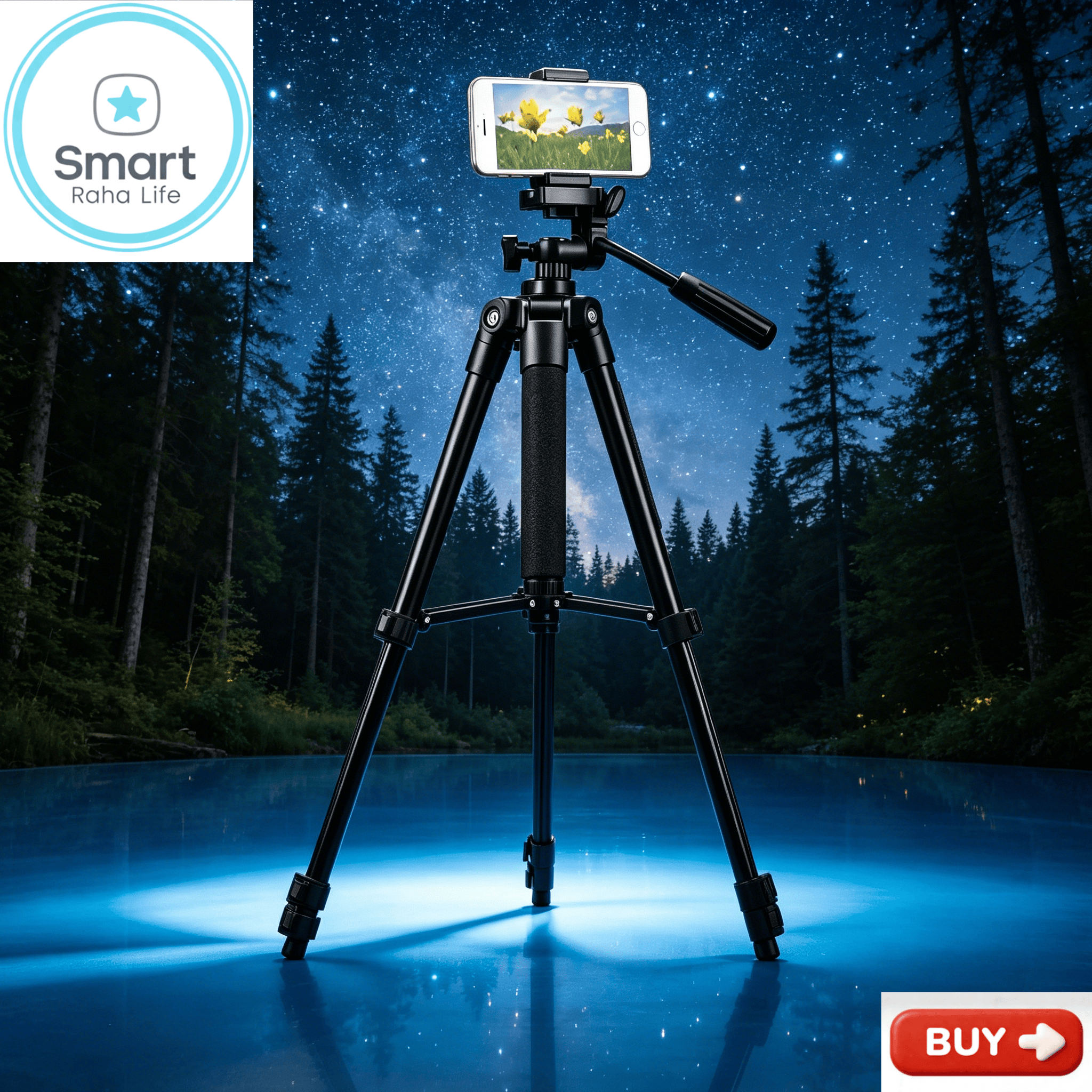 【Promotion】Smartrahalife Aluminum Alloy Tripod, Adjustable Portable Tripod Stand Compatible with All Smartphones & DSLR Digital Cameras, Equipped with Phone Clip and Storage Bag for Live Broadcast