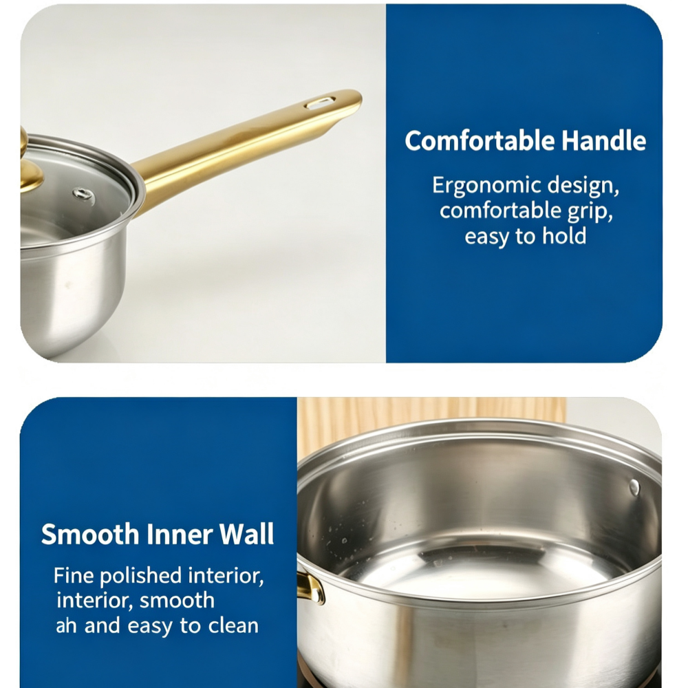 【Promotion】Lightweight and thin. Do not purchase if you mind。12PCS Stainless Steel Kettle Cookware Set – Non-Stick Cooking Pots & Pans Set | Durable Kitchen Set for Home, Hotel & Restaurant Cooking