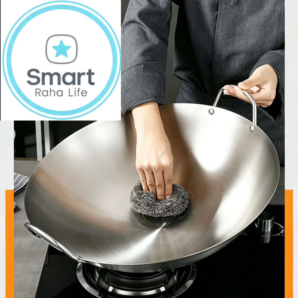 【Promotion】Smartrahalife 30cm-32cm-34cm Non-Stick Wok Stainless Steel Deep Frying Cooking Pots frying pan Pots & Pans Cookware